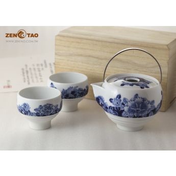 一即一切茶具組 青花瓷牡丹紋飾組 一壺二杯禮盒