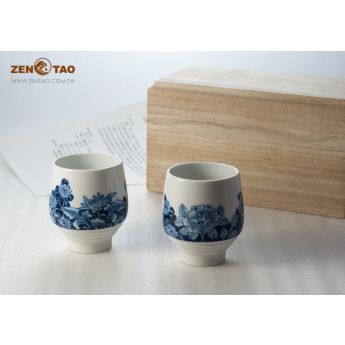 一即一切茶具組 青花瓷牡丹紋飾組 長杯禮盒